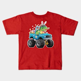 Happy Easter Monster Truck - funny dinsoaur trucker Kids T-Shirt